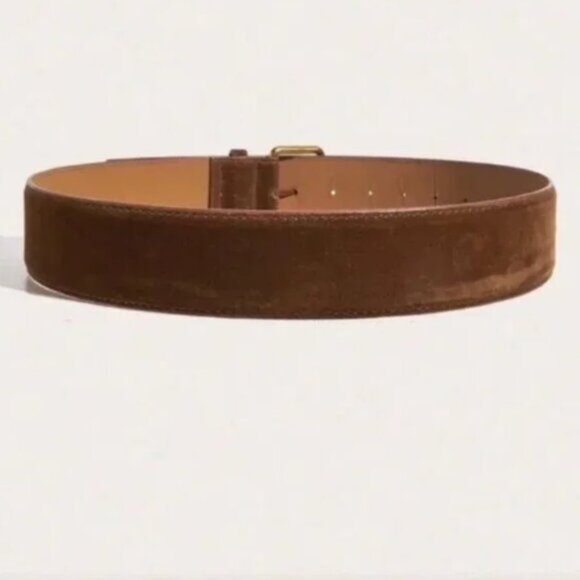 Brown Suede Belt Gold Buckle - Picture 3 of 4